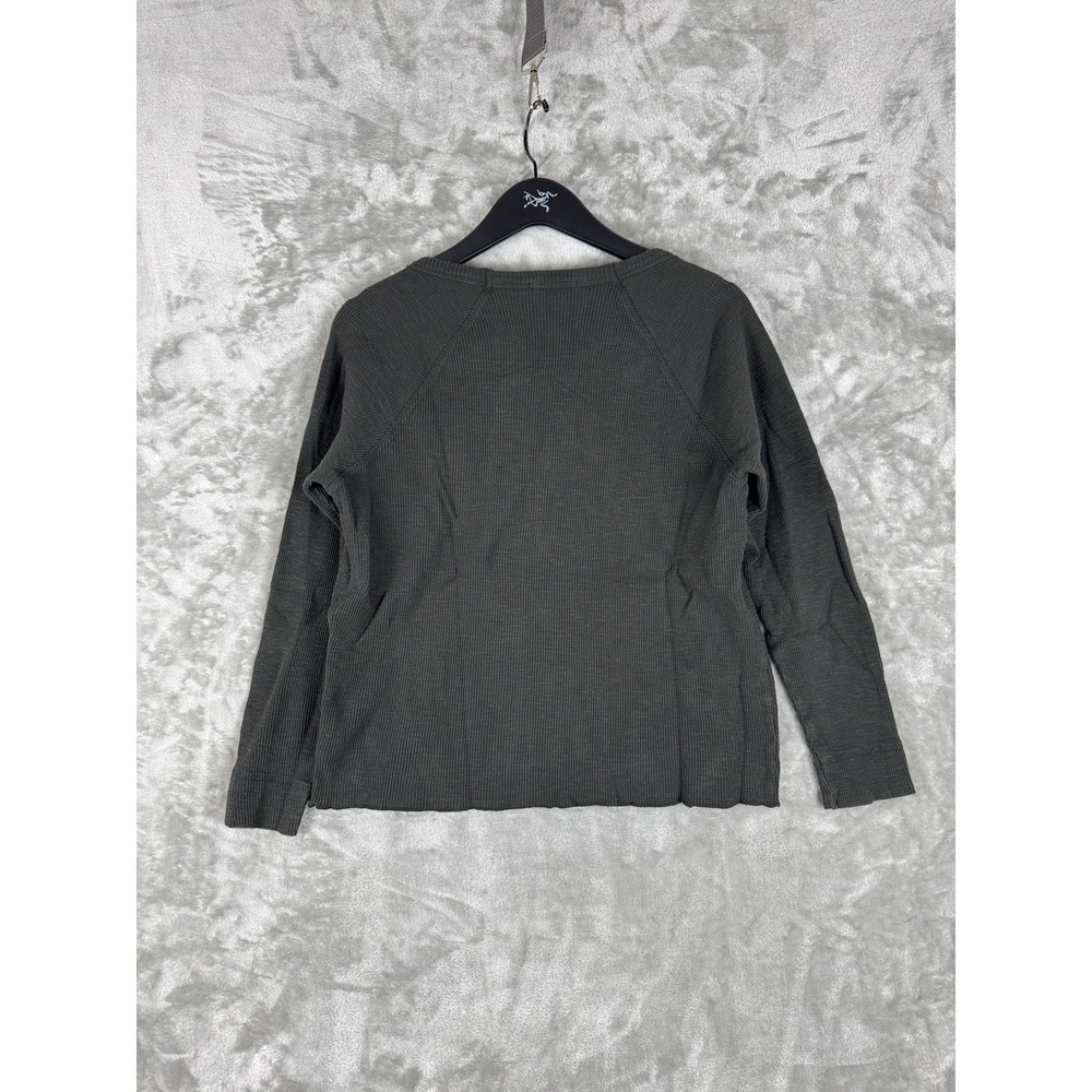 James Perse Standard Top Waffle Knit Black Thermal Long Sleeve Women's Size 2 - Picture 2 of 9